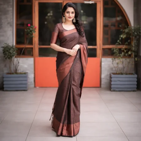 Brown colour saree | Soft silk saree