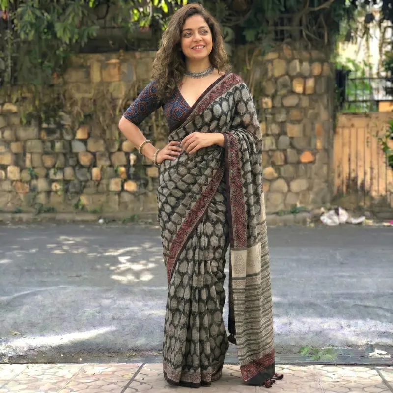 best Grey mul mul saree