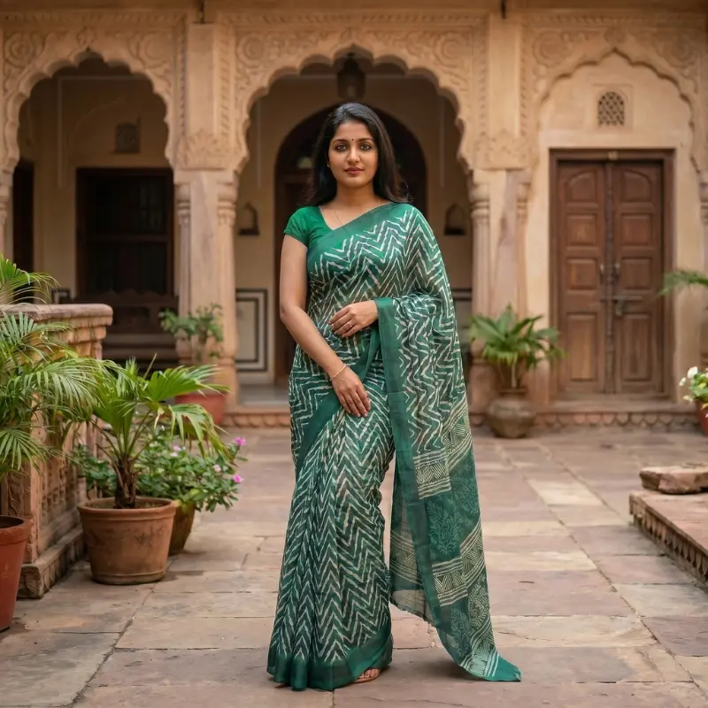 best mul mul silk saree green