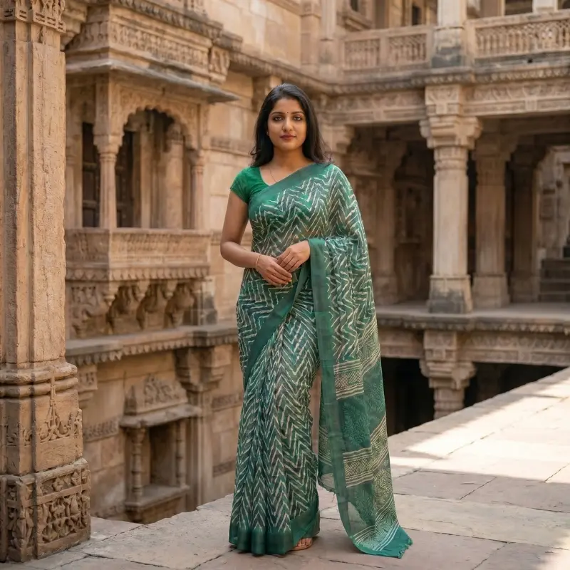mul mul silk saree green online